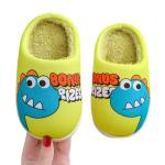 Kids soft cotton winter slippers lime green